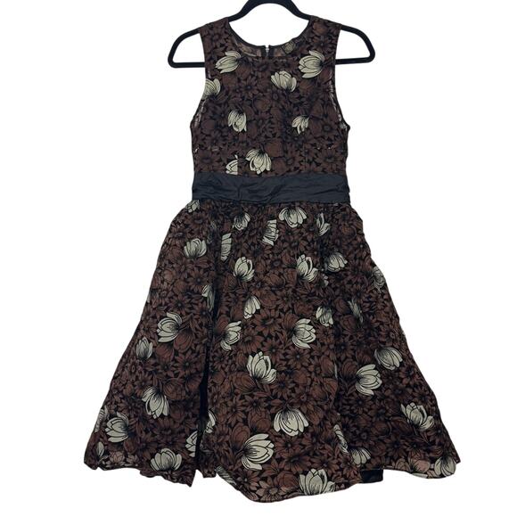 Anthropologie Frock by Tracey Reece Silk Chrysanthemum Tea Dress Size 6 Floral - Picture 1 of 10